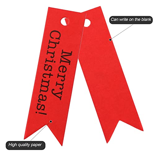 JijAcraft Merry Christmas Red Gift Tags - 100 Pcs Holiday Labels with String