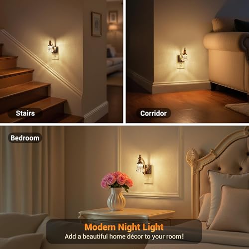 JandCase Vintage Glass Flower Night Light - Wall Plug-In Nightlight - Flower / 2