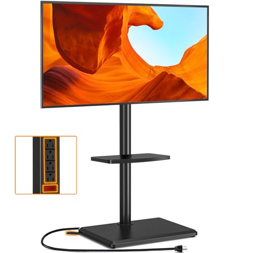 Floor TV Stand with Power Outlet for 32-65 Inch TVs up to 88 lbs – Adjustable Height & Swivel