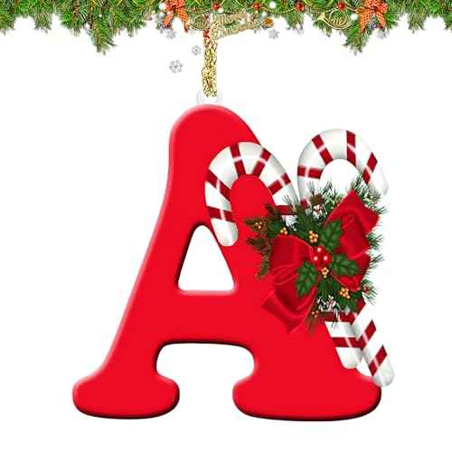 26 Letter Ornaments for Christmas Tree Decoration - Personalized Hanging Pendant Xmas Alphabet for DIY Craft Ornaments (A)