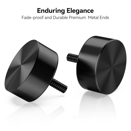 Adjustable Heavy Duty Curtain Rod Set 32-60 Inch Black with Finials - 2 Pack