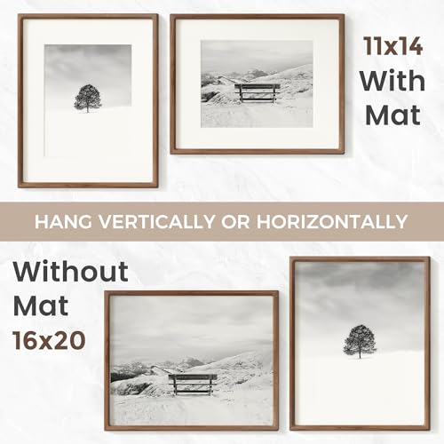 American Black Walnut Photo Frame Set 16x20 - Handcrafted Hardwood Wall Art - Set of 2