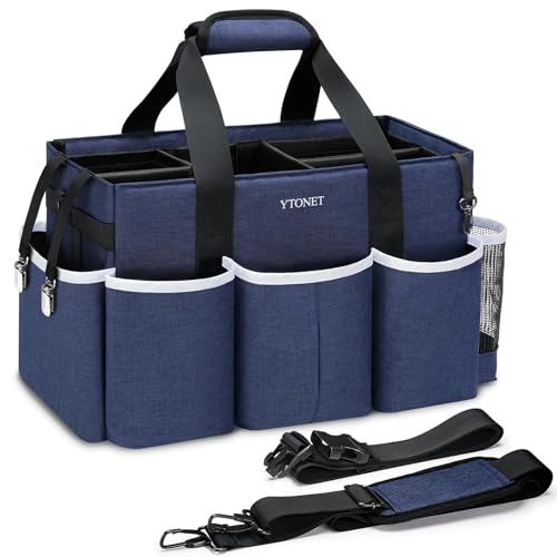 Ytonet Large Wearable Cleaning Caddy Bag Blue – Spacious Organizer with Foldable Dividers