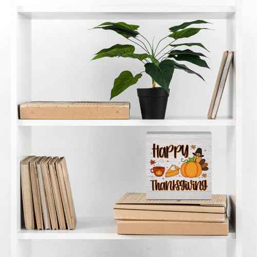 Thanksgiving Decorations Home Farmhouse Decor, Fall Autumn Harvest Pumpkin Retro Wooden Box Sign Kitchen Living Room Office Decor Desk Table Shelf Accessories, Thank You Gifts