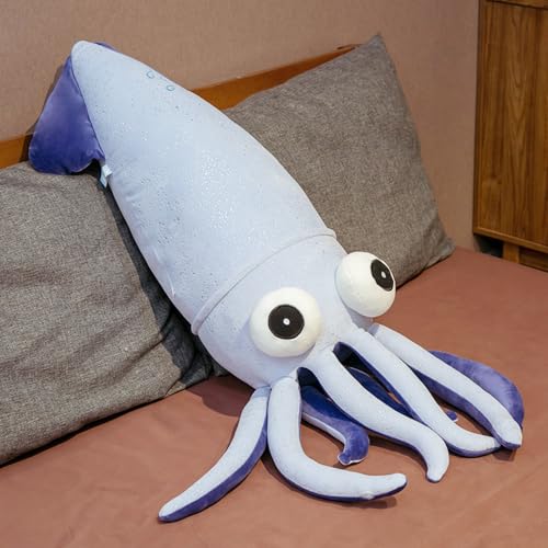 27.5inch Squid Fish Plush Toy Pillow Soft Fish Cushion Stuffed Animal Throw Pillow Toy for Kids Christmas Birthday Toys Gift