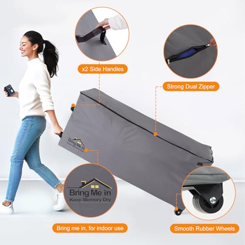 NettyPro Large Rolling Storage Bag for Christmas Trees Cushions and Patio Items 65L Grey - 1 Pack