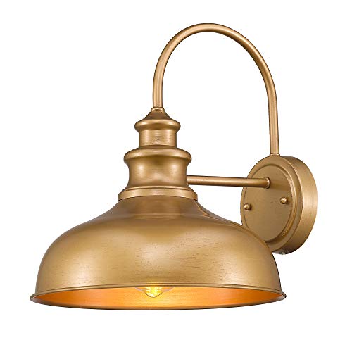 Modern Farmhouse Wall Light Fixture - Hand-Painted Gold Finish, 11 Inch Indoor Barn Light