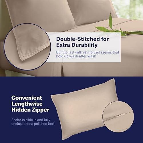 King Size Viscose Bamboo Sheets Set - Taupe Latte, Cooling Bed Sheets for Hot Sleepers