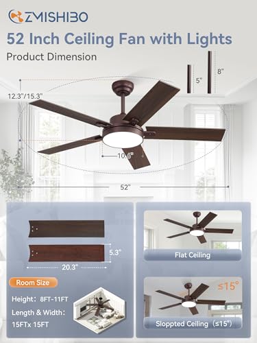 52-Inch Ceiling Fan with Light and Remote Control - Oil Bronze Finish