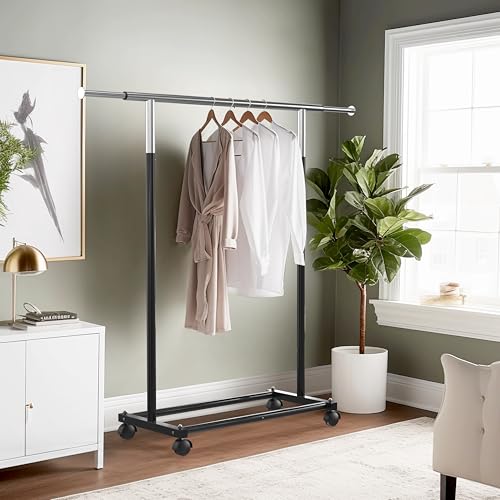 Simple Houseware Black Garment Clothing Rack with Extensible Rod