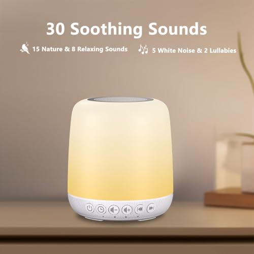 Easysleep White Noise Sound Machine for Sleep - Milky White, 30 Soothing Sounds, Night Light & App Control