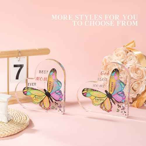 Gifts for Mom from Daughter Son,Butterfly Desk Decorations Best Mom Ever Gifts£¬Mother Birthday Present for Mom Christmas Anniversary and Mothers Day Gifts (5.9 x 5.9 x 0.6in£©