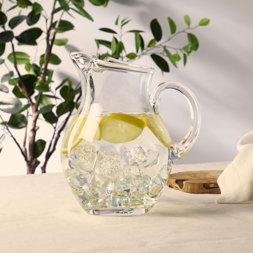80 Ounce Glass Pitcher - Large Elegant Water & Beverage Serveware with Spout