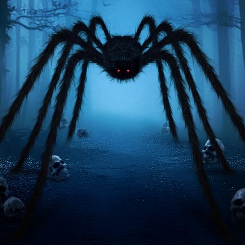 Black 15ft Giant Halloween Spider Outdoor Decoration - Creepy Realistic Props