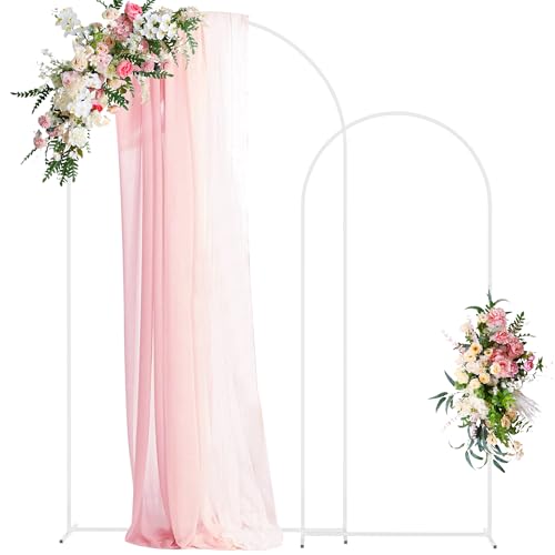 Wedding Arch Backdrop Stand Set 7.2FT & 6FT White Metal Frame - Elegant Party Decor