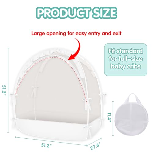 Zkaitoy White Large Baby Crib Tent Mesh Canopy Baby Safety Barrier