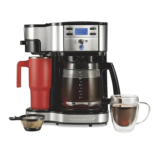 Hamilton Beach 2-Way Coffee Maker with 12-Cup Pot & Single-Serve - Black/Stainless Steel