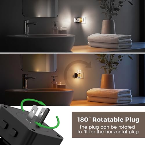 L LOHAS LED Night Light Wall Plug with Dusk-to-Dawn Sensor & 3 CCT, Gold Ring - 2 Pack