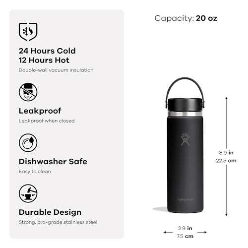 Hydro Flask 20 oz Wide Mouth Insulated Water Bottle in Harbor Blue - Leakproof & Refillable