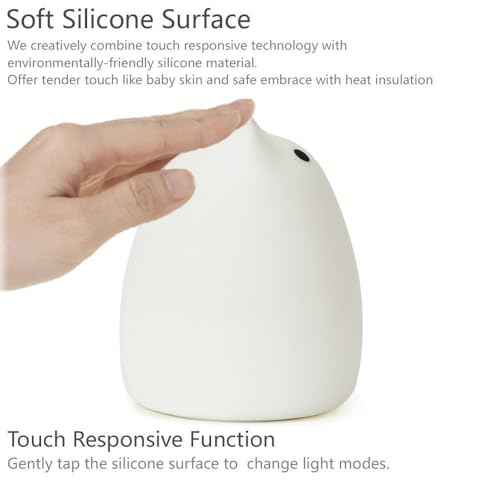 WoneNice Cute Kitty Night Light, Rechargeable Silicone Cute Lamp with Warm White & 7-Color Breathing Modes, Touch Sensor Control, Gift for Women Mom Teen Girls Kids Toddler Baby