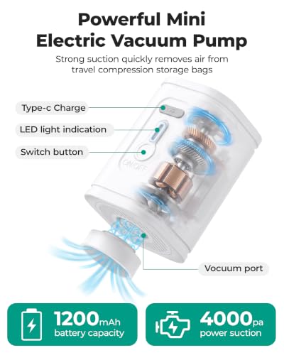 2 Pack Travel Vacuum Storage Bags with Electric Pump - Black, Space Saving