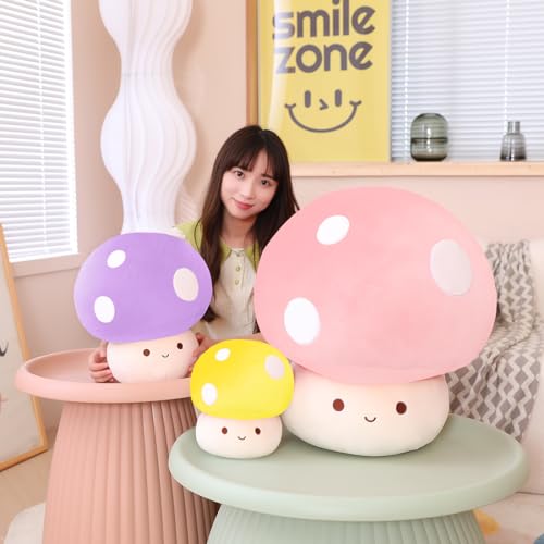 Kawaii Plush Mushroom Toy Pillow, Cute Plushies Mushroom Doll Gift for Kids(Purple,35cm/13.8in)