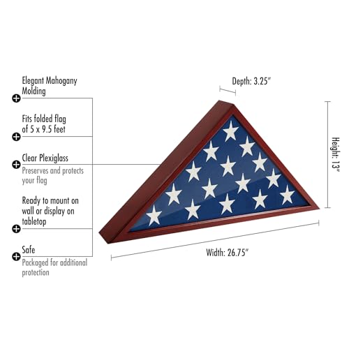 Americanflat 5x9.5' Mahogany Burial Flag Display Case for Wall or Tabletop – Memory Tribute