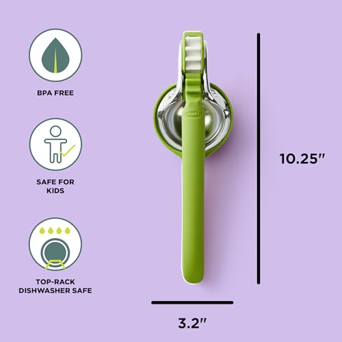 Chef'n FreshForce Lime Citrus Juicer Hand Press with Dual-Gear Mechanism, 10.25 Inch, Lime Green
