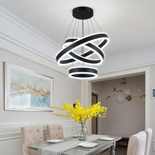 Modern LED Chandelier Adjustable Hanging Pendant Light Fixture - Circular-Sxfgh