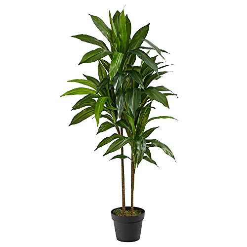 Nearly Natural 48-Inch Artificial Dracaena Plant with Pot - Green