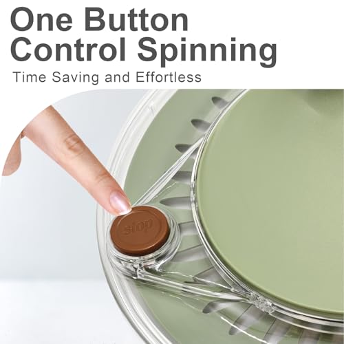 Stainless Steel Salad Spinner 5.3 Qt with Stop Button & Drain Hole, Non-Slip Base, Dishwasher Safe