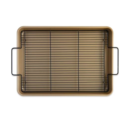 Nonstick Half Sheet Oven Baking Tray with Rack - Natural Aluminum, 17.9 x 12.9 in - Variation of Nonstick Naturals