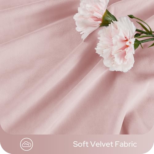 Pink Velvet Blackout Curtains - 2 Panels, 52"W x 84"L, Room Darkening