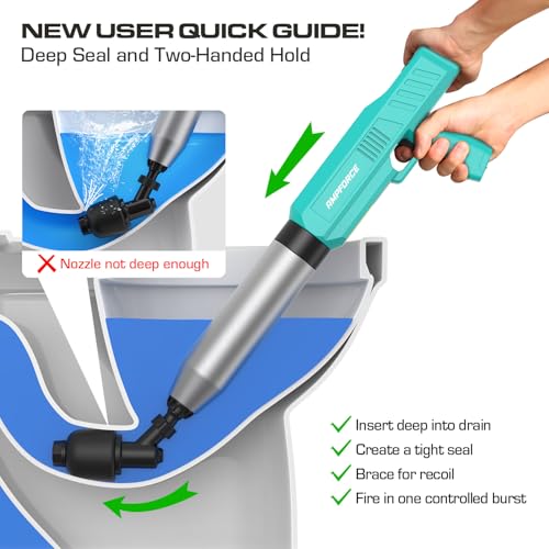 Electric Toilet Plunger - Heavy-Duty Clog Remover with Mint Green Finish - AMPFORCE