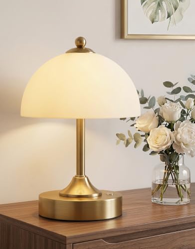 ROTTOGOON Gold Cordless Table Lamp with 5200mAh Battery, Dimmable Touch Nightstand Light