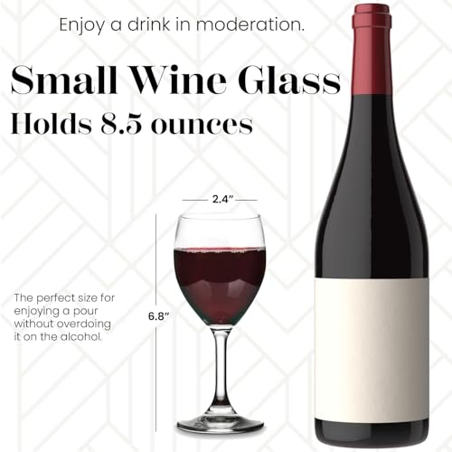 Small Wine Glasses Set of 6 - 8.5 Oz Thin Stem White Wine Glasses - Vikko