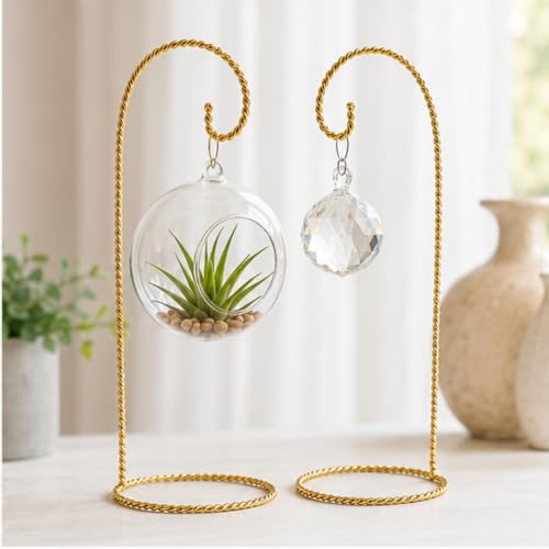 8 Pack Brass Christmas Ornament Display Stands - 9 Inch Metal Holders for Holiday Decor