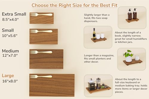 Large 16x8 Acacia Wood Riser Pedestal Stand for Kitchen Counter - Natural Solid Wood