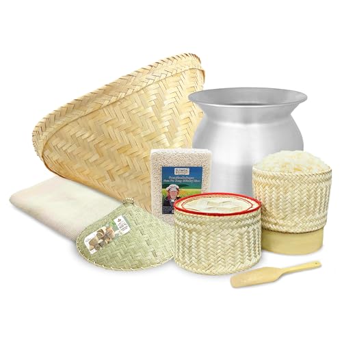 PANWA Deluxe Thai Sticky Rice Cooking Set with Steamer Pot & Bamboo Basket