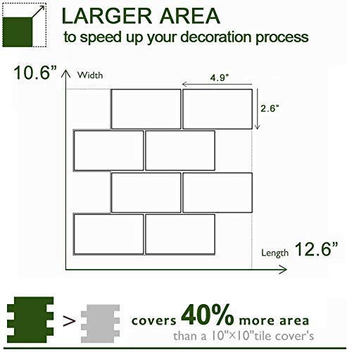 White STICKGOO 10-Sheet Peel and Stick Subway Tile Backsplash Thicker Design