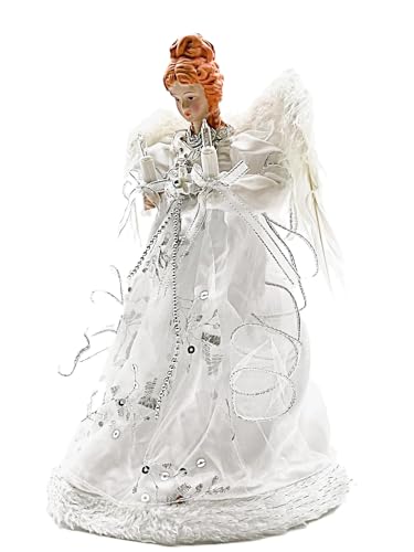 Vickerman Ice Palace Angel Christmas Tree Topper, 12" with Clear Lights