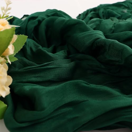 Dark Green Cheesecloth Table Runner - 10ft Christmas & Halloween Decor, Elegant Linen