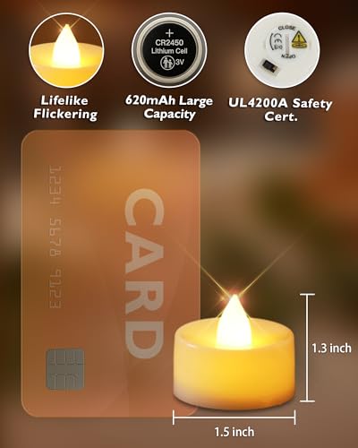 Homemory 12-Pack Remote Flameless Tea Light Candles with Timer, Warm White Ivory Body