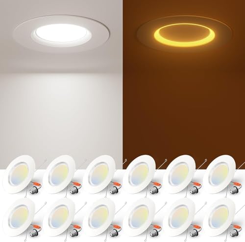 Amico 12 Pack 6-Inch 5CCT LED Recessed Downlights with Night Light - Adjustable Color
