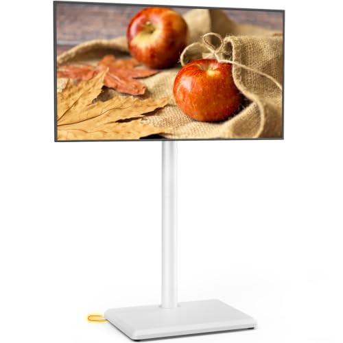 TVON Universal Floor TV Stand with Mount for 32-65 Inch TVs, White Wooden Base