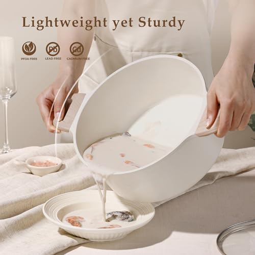Cream White 8-Quart Nonstick Stock Pot with Lid - Granite Coating