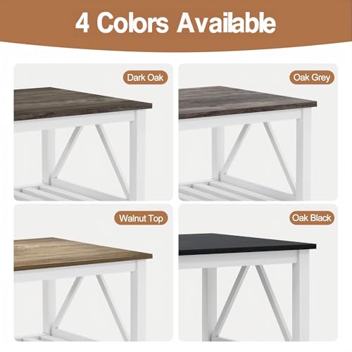 Farmhouse Coffee Table with Storage - White & Oak Grey, 39.4 inch