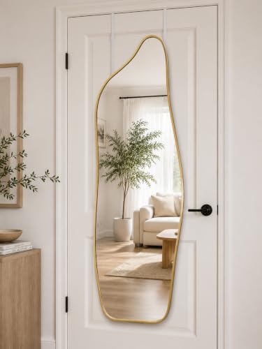 TinyTimes Gold Dolphin Full Length Wall Mirror 48x16 Inches - Modern Organic Design