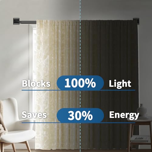 Black Curtain Rod for Windows 66-120 Inch Heavy Duty French Return Wrap Around Darkening Drapery Rod - Variation of Black / 66-120"