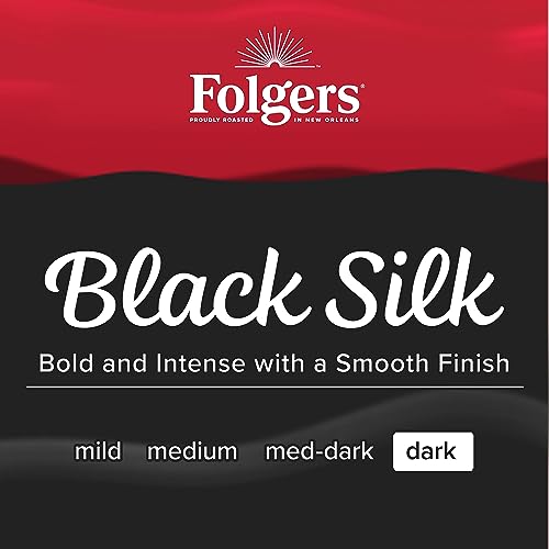 Folgers Black Silk Dark Roast Coffee K-Cup Pods - 10 Count Pack of 6, 60 Total